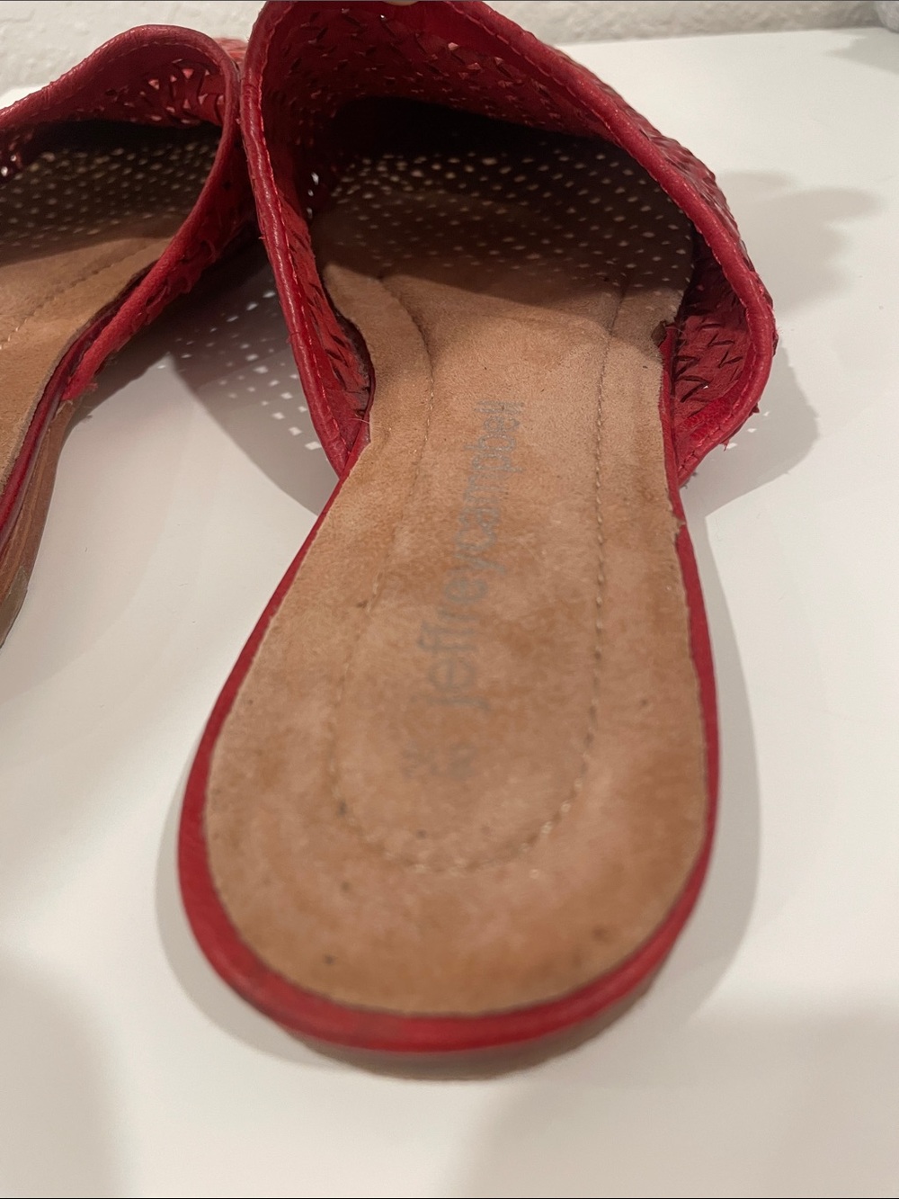 Jeffrey Campbell Red Woven Leather Mule Flats - Picture 4 of 6